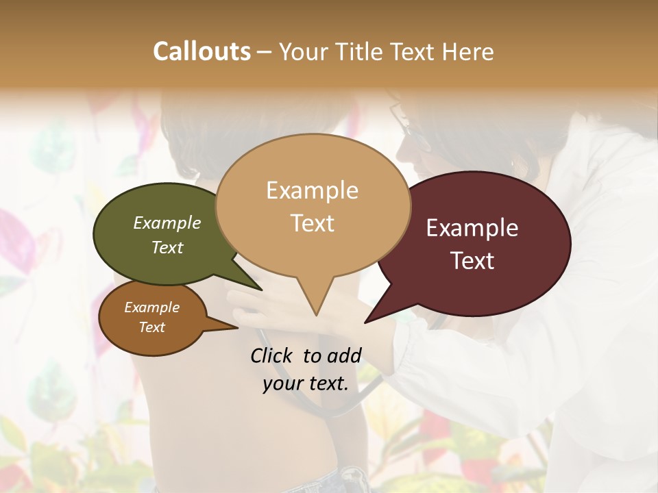 Young And Cute Female Doctor Visiting With A Stethoscope A Little Boy PowerPoint Template