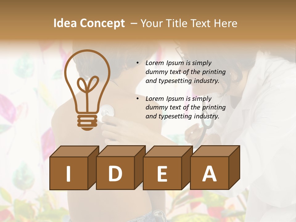 Young And Cute Female Doctor Visiting With A Stethoscope A Little Boy PowerPoint Template