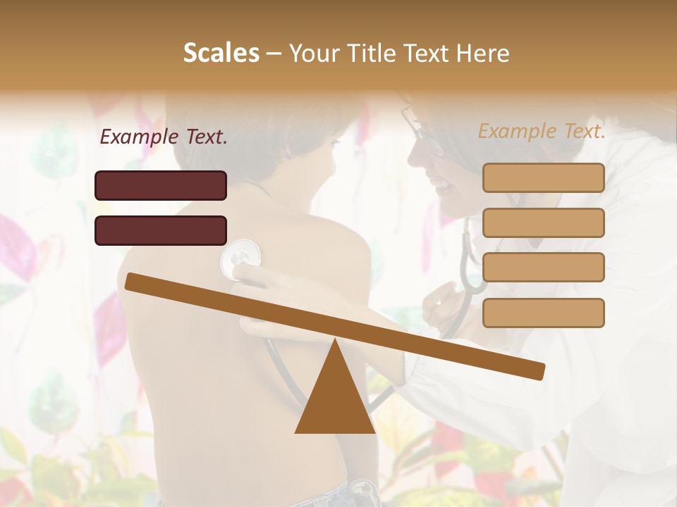 Young And Cute Female Doctor Visiting With A Stethoscope A Little Boy PowerPoint Template