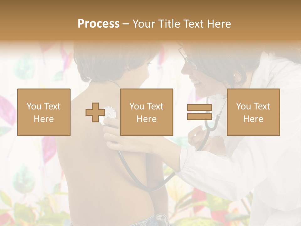 Young And Cute Female Doctor Visiting With A Stethoscope A Little Boy PowerPoint Template