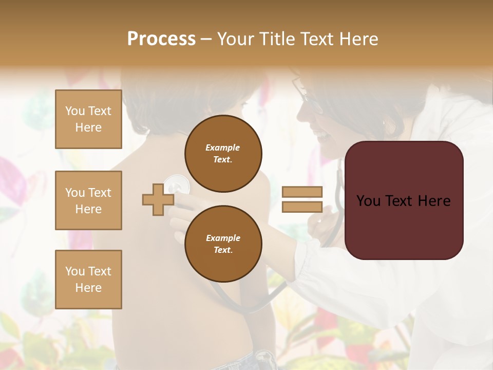 Young And Cute Female Doctor Visiting With A Stethoscope A Little Boy PowerPoint Template