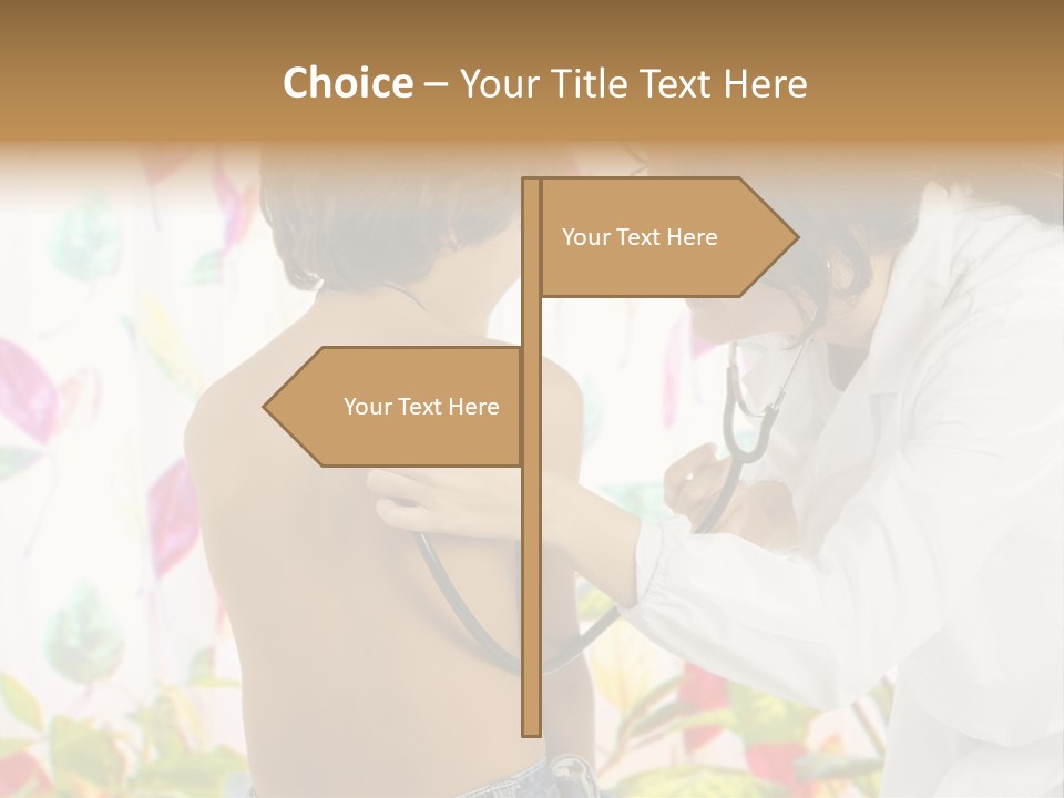 Young And Cute Female Doctor Visiting With A Stethoscope A Little Boy PowerPoint Template
