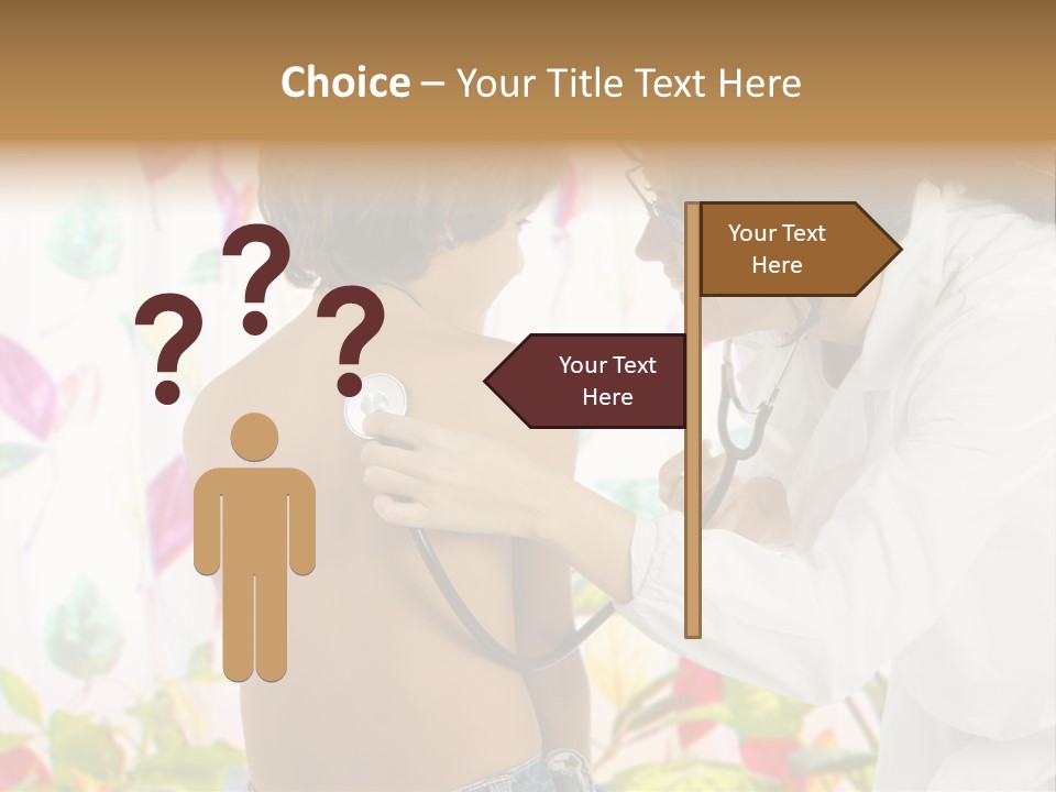 Young And Cute Female Doctor Visiting With A Stethoscope A Little Boy PowerPoint Template