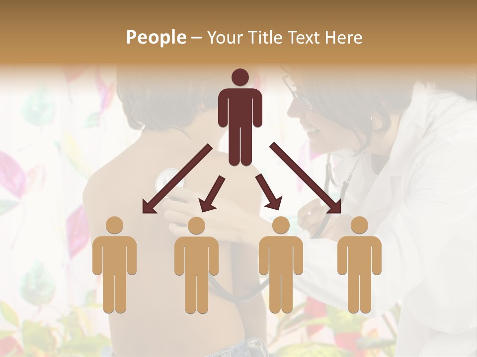 Young And Cute Female Doctor Visiting With A Stethoscope A Little Boy PowerPoint Template