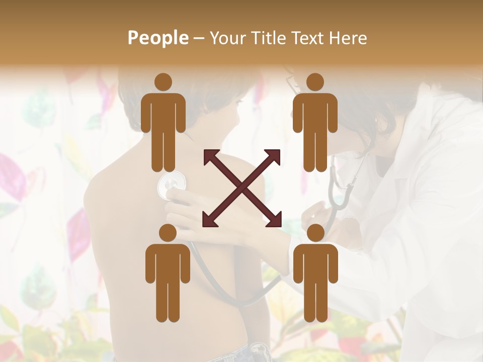 Young And Cute Female Doctor Visiting With A Stethoscope A Little Boy PowerPoint Template