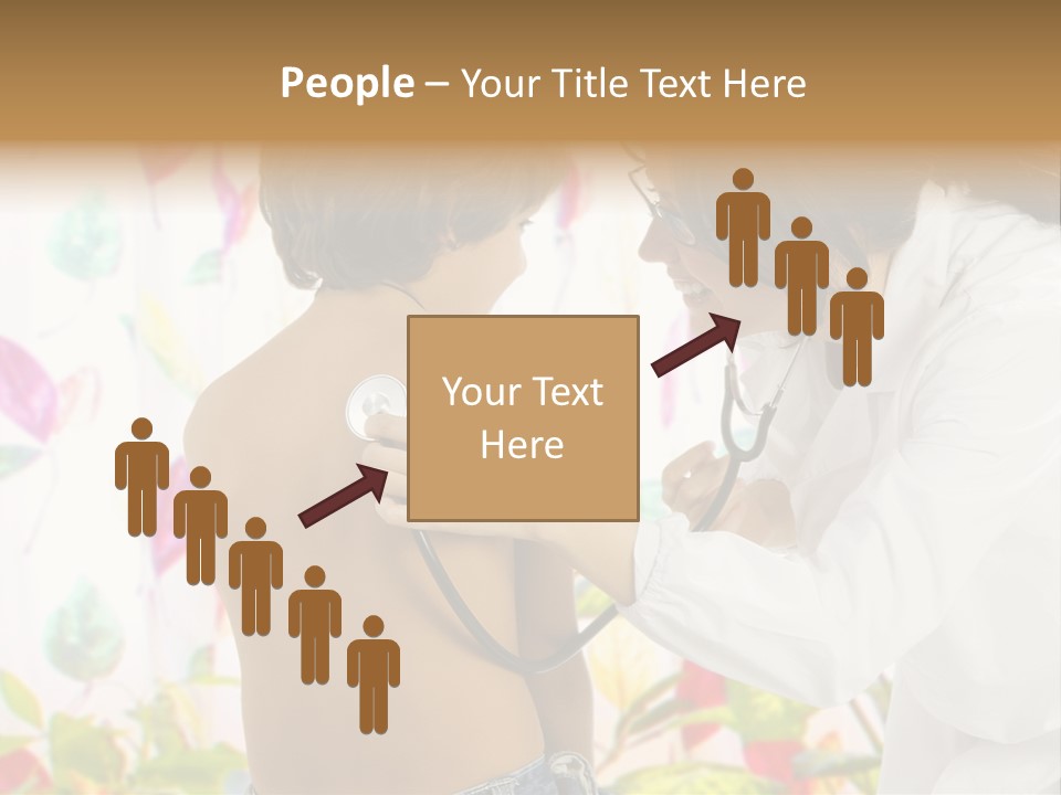 Young And Cute Female Doctor Visiting With A Stethoscope A Little Boy PowerPoint Template