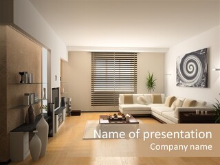 Modern Interior Design (Private Apartment 3D Rendering) PowerPoint Template