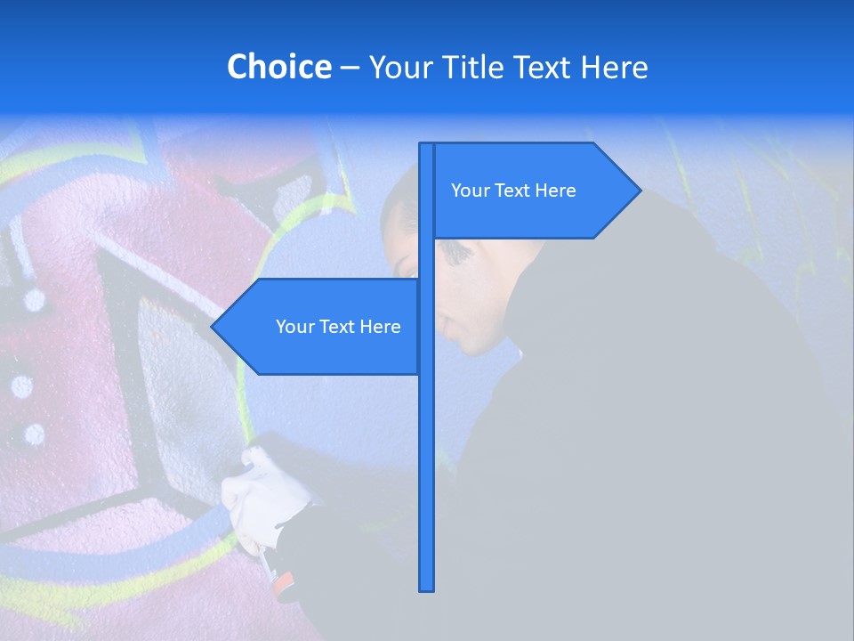 A Man In A Hoodie Writing On A Wall With Graffiti PowerPoint Template