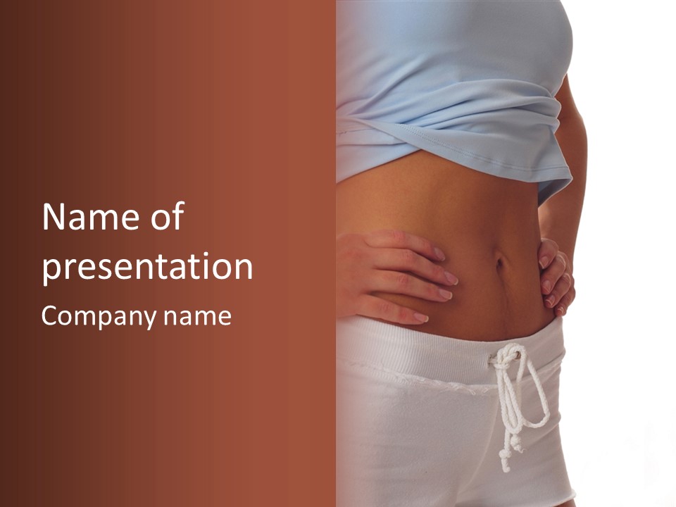 A Woman's Stomach With Her Hands On Her Hip PowerPoint Template