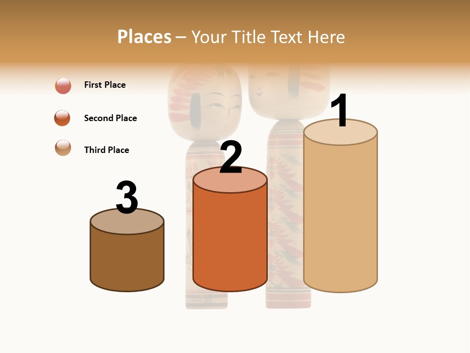 Japanese Kokeshi Dolls Photograph Facing Each Other On White Background PowerPoint Template