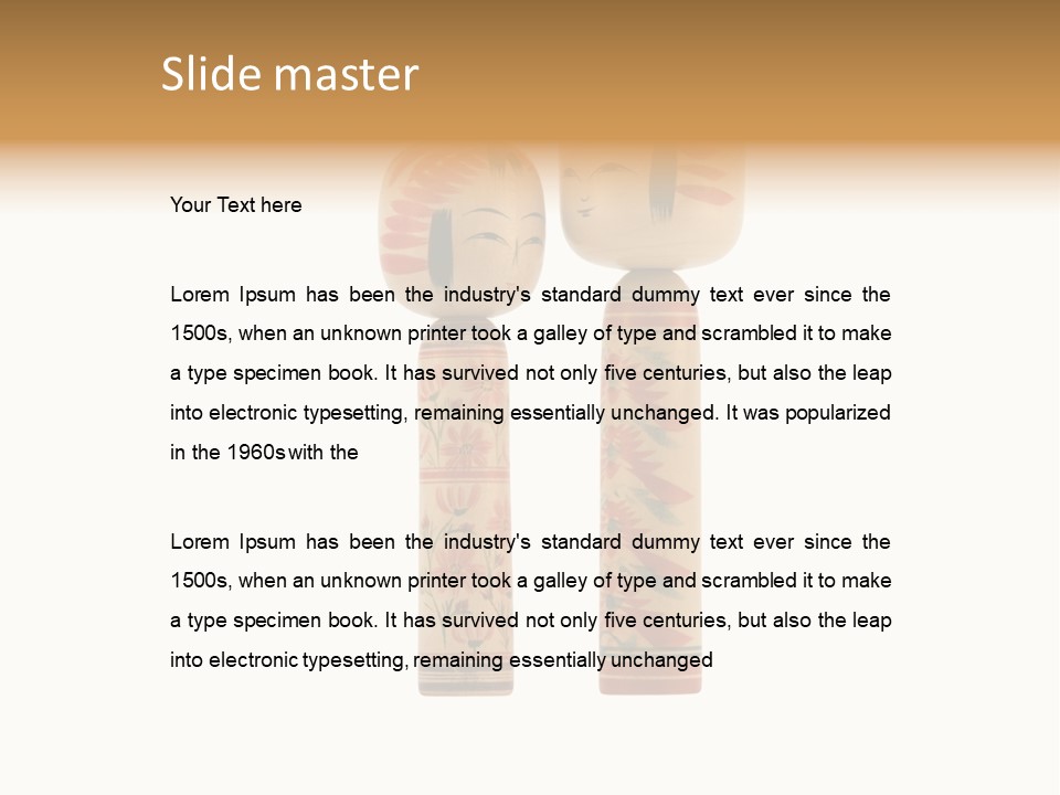 Japanese Kokeshi Dolls Photograph Facing Each Other On White Background PowerPoint Template