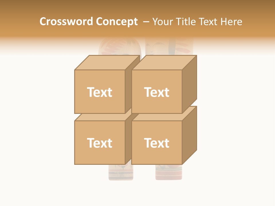 Japanese Kokeshi Dolls Photograph Facing Each Other On White Background PowerPoint Template