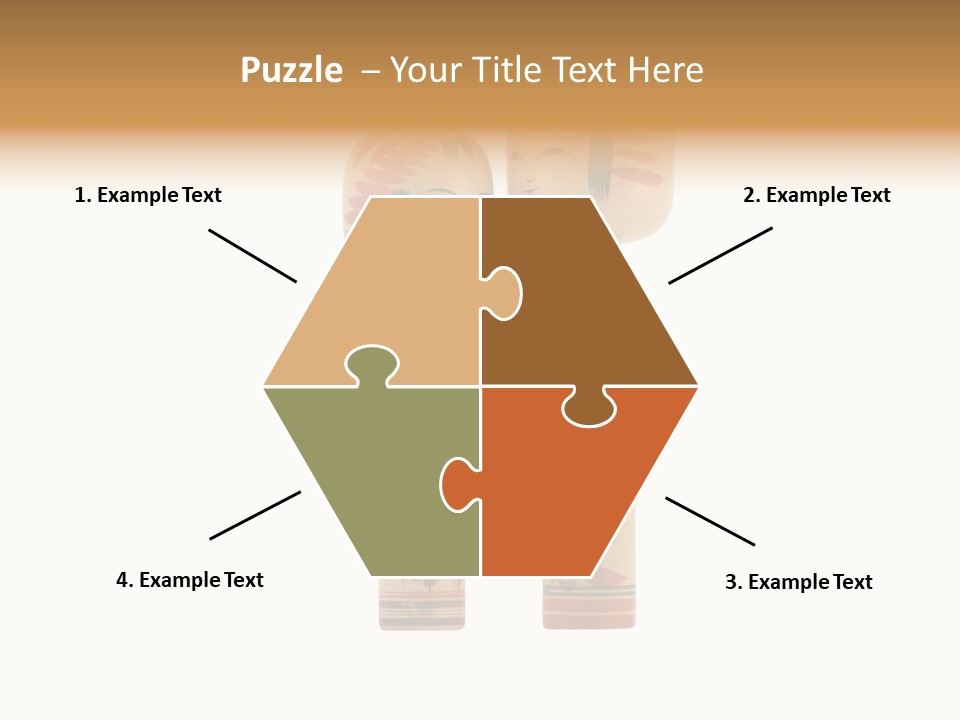 Japanese Kokeshi Dolls Photograph Facing Each Other On White Background PowerPoint Template