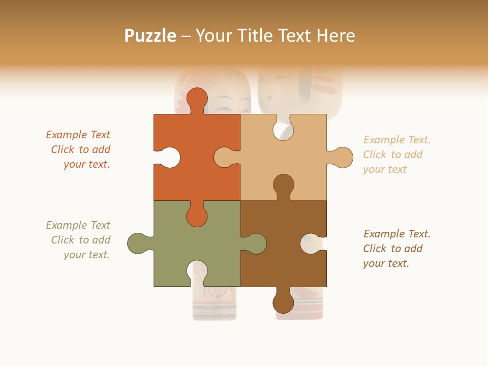 Japanese Kokeshi Dolls Photograph Facing Each Other On White Background PowerPoint Template