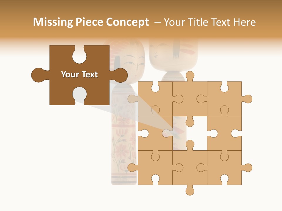 Japanese Kokeshi Dolls Photograph Facing Each Other On White Background PowerPoint Template