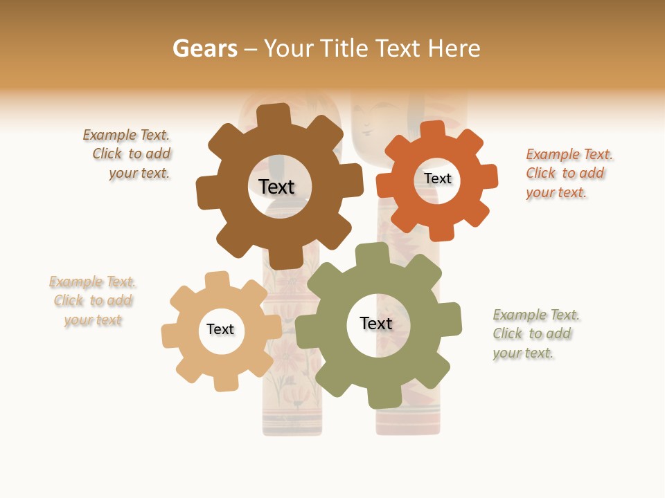 Japanese Kokeshi Dolls Photograph Facing Each Other On White Background PowerPoint Template