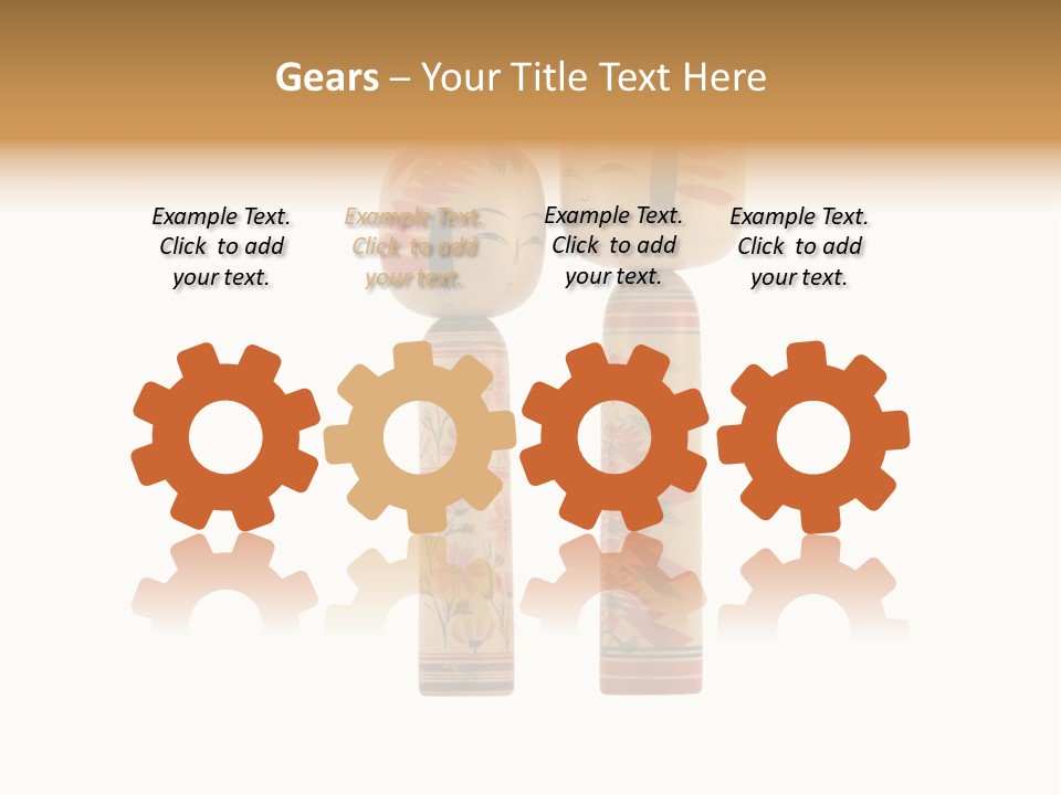 Japanese Kokeshi Dolls Photograph Facing Each Other On White Background PowerPoint Template