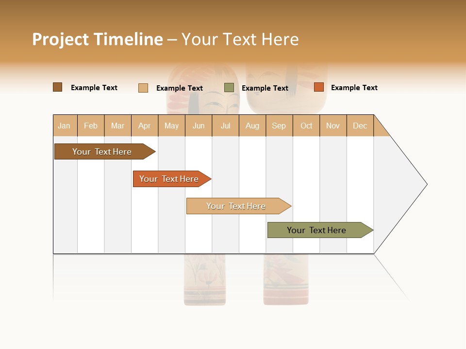 Japanese Kokeshi Dolls Photograph Facing Each Other On White Background PowerPoint Template