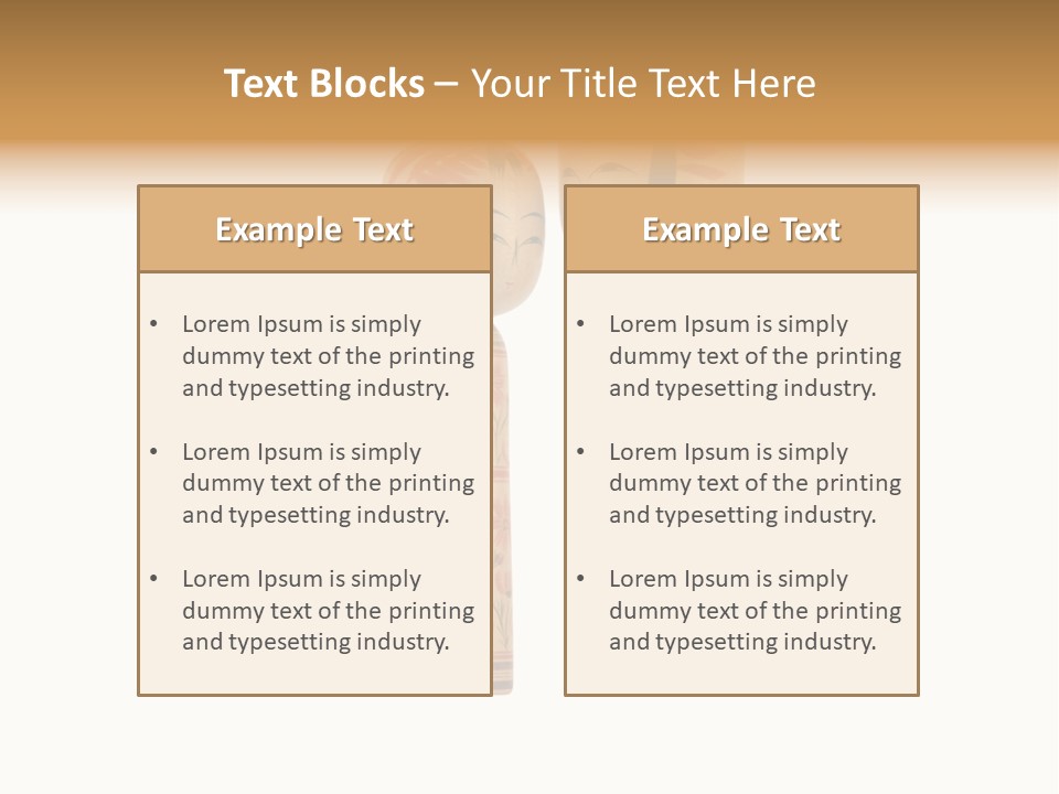 Japanese Kokeshi Dolls Photograph Facing Each Other On White Background PowerPoint Template