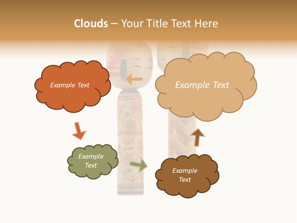 Japanese Kokeshi Dolls Photograph Facing Each Other On White Background PowerPoint Template