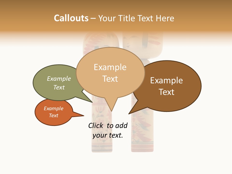 Japanese Kokeshi Dolls Photograph Facing Each Other On White Background PowerPoint Template