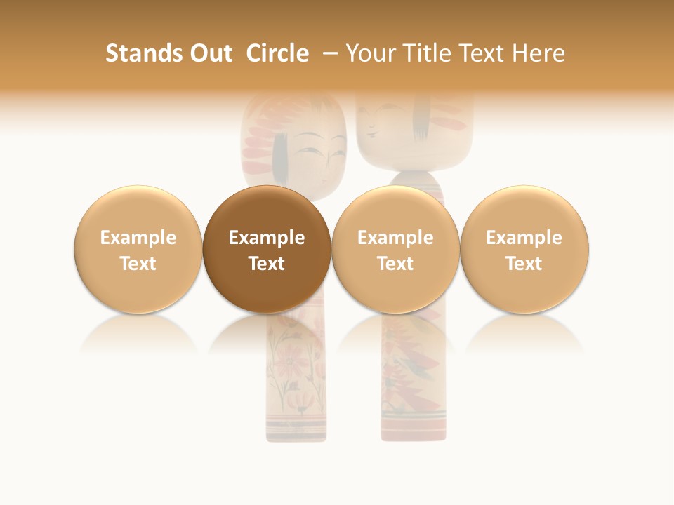 Japanese Kokeshi Dolls Photograph Facing Each Other On White Background PowerPoint Template