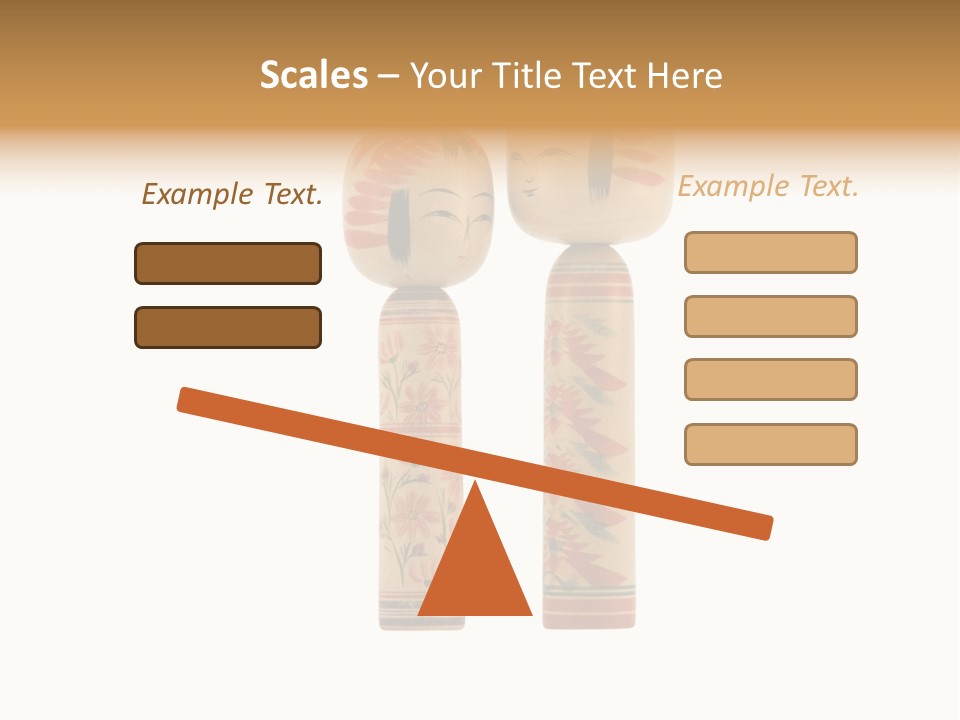 Japanese Kokeshi Dolls Photograph Facing Each Other On White Background PowerPoint Template