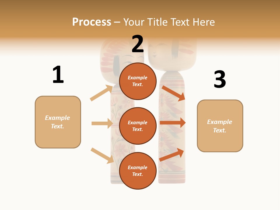 Japanese Kokeshi Dolls Photograph Facing Each Other On White Background PowerPoint Template