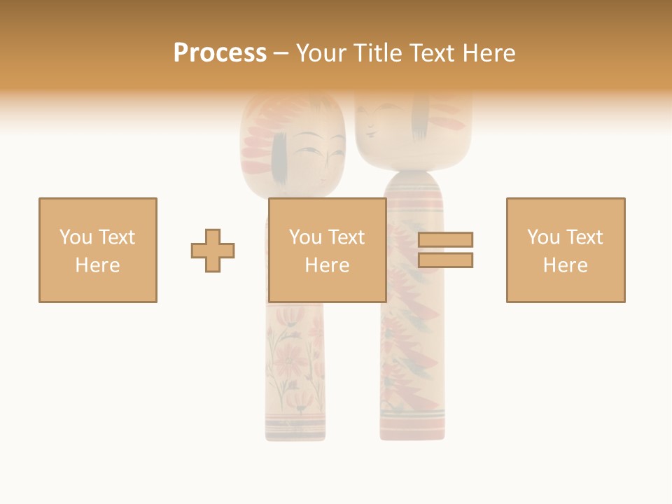 Japanese Kokeshi Dolls Photograph Facing Each Other On White Background PowerPoint Template