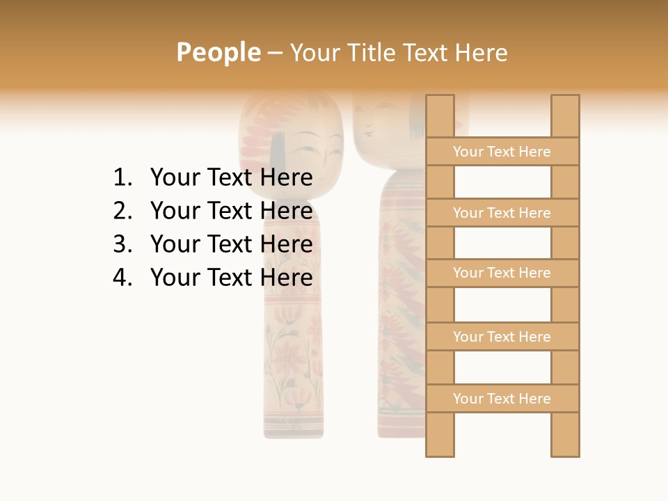 Japanese Kokeshi Dolls Photograph Facing Each Other On White Background PowerPoint Template