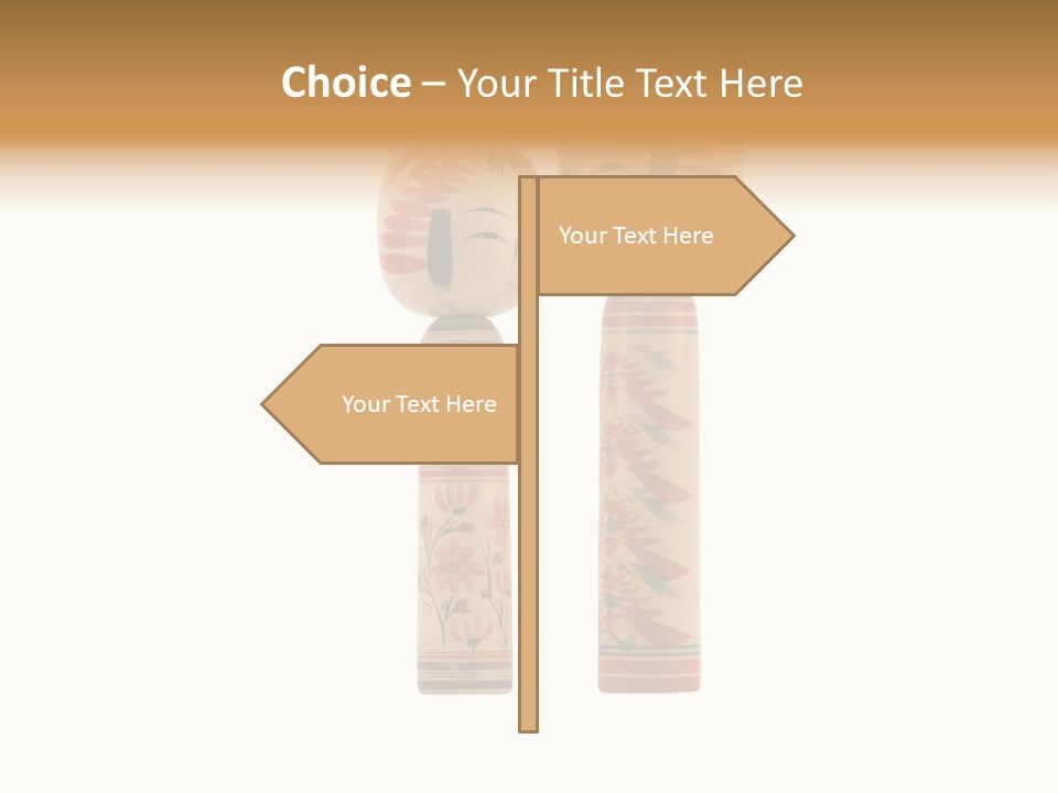 Japanese Kokeshi Dolls Photograph Facing Each Other On White Background PowerPoint Template