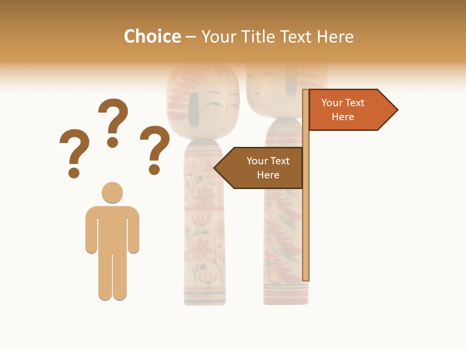 Japanese Kokeshi Dolls Photograph Facing Each Other On White Background PowerPoint Template