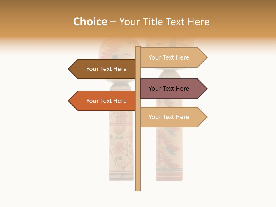 Japanese Kokeshi Dolls Photograph Facing Each Other On White Background PowerPoint Template