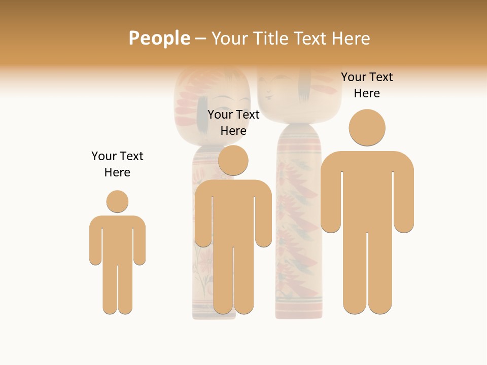 Japanese Kokeshi Dolls Photograph Facing Each Other On White Background PowerPoint Template