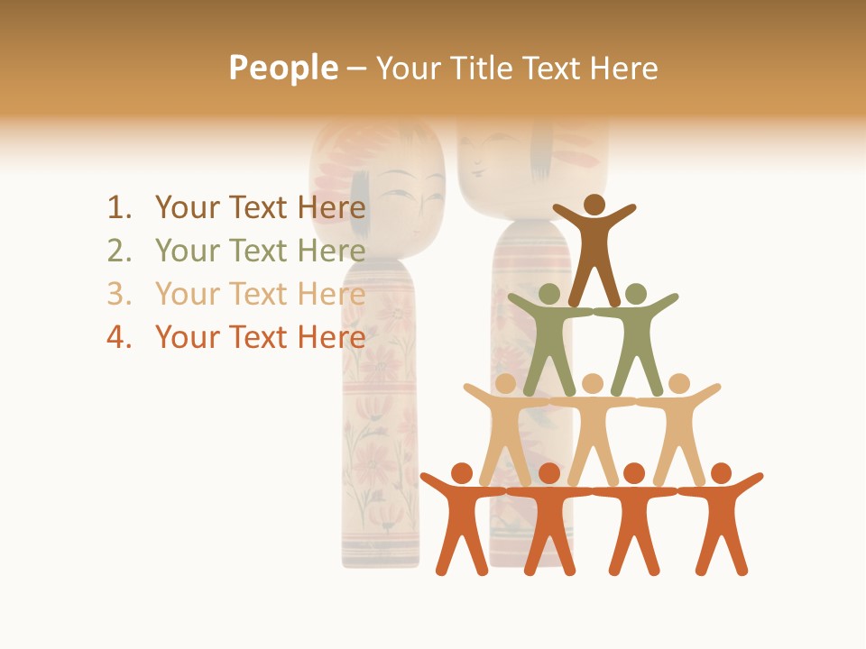 Japanese Kokeshi Dolls Photograph Facing Each Other On White Background PowerPoint Template