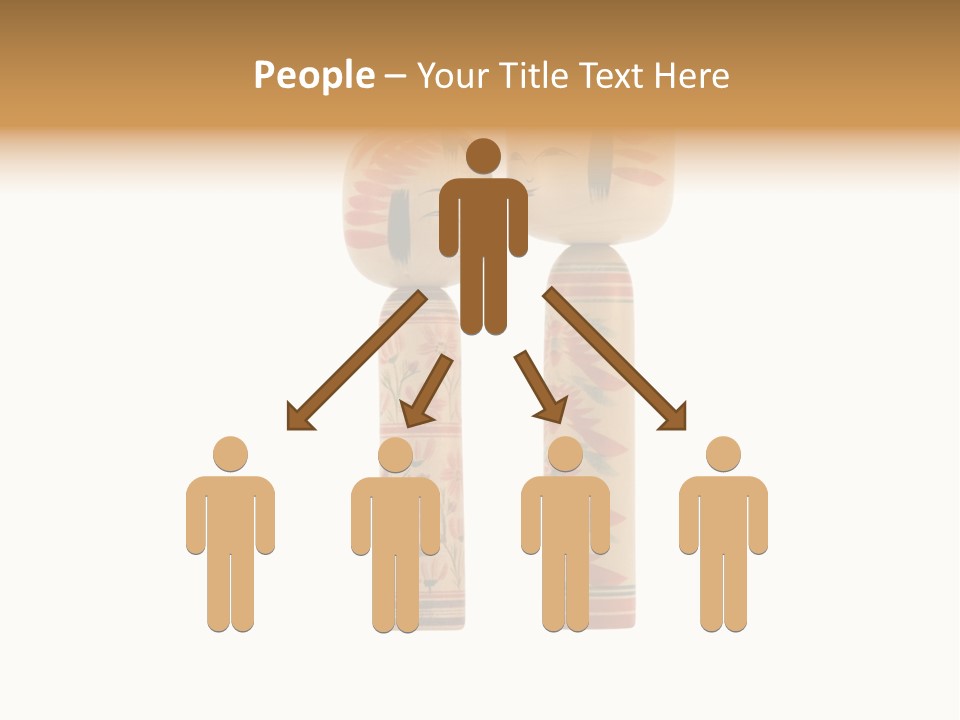 Japanese Kokeshi Dolls Photograph Facing Each Other On White Background PowerPoint Template