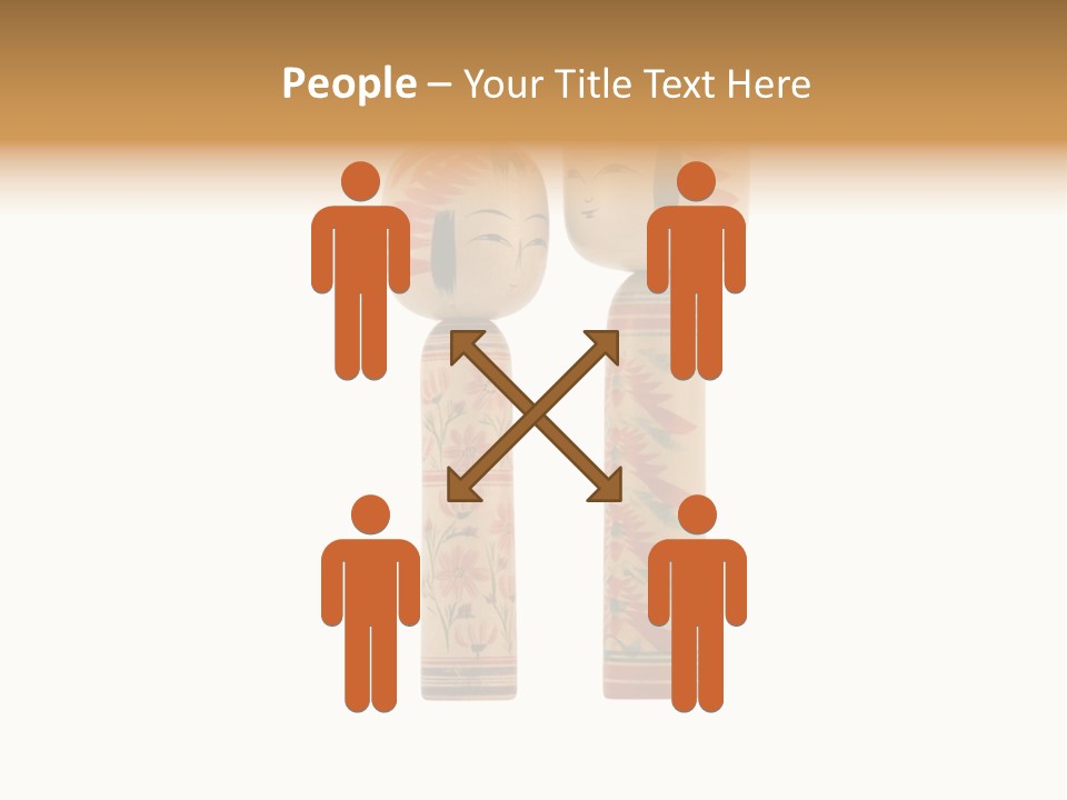 Japanese Kokeshi Dolls Photograph Facing Each Other On White Background PowerPoint Template