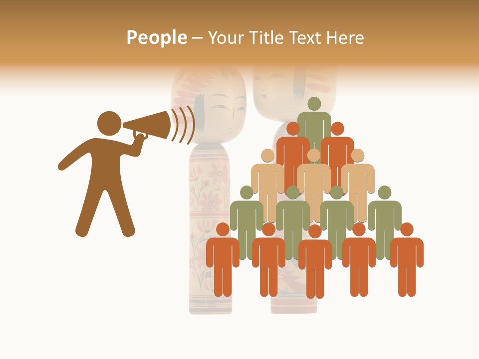 Japanese Kokeshi Dolls Photograph Facing Each Other On White Background PowerPoint Template