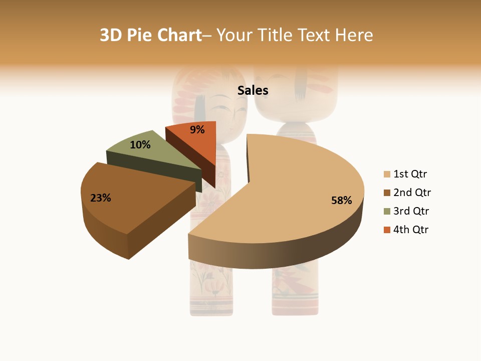 Japanese Kokeshi Dolls Photograph Facing Each Other On White Background PowerPoint Template