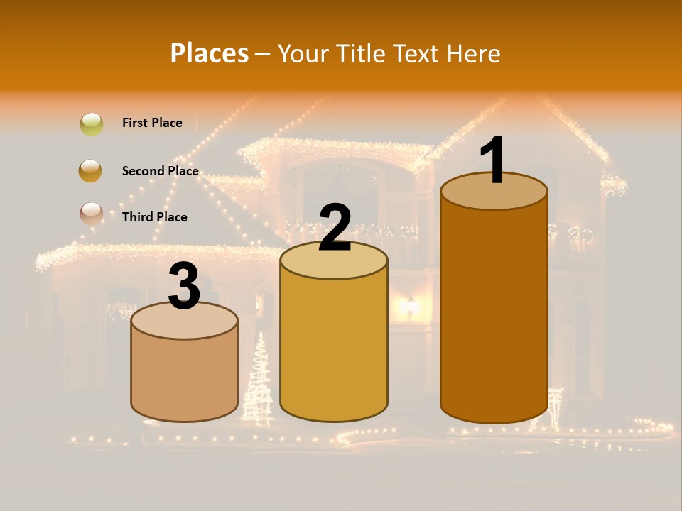 House Decorated And Lighted For Christmas At Night PowerPoint Template