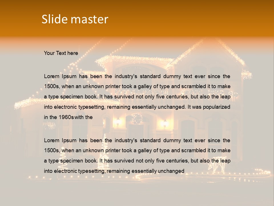 House Decorated And Lighted For Christmas At Night PowerPoint Template