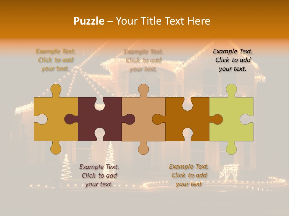 House Decorated And Lighted For Christmas At Night PowerPoint Template