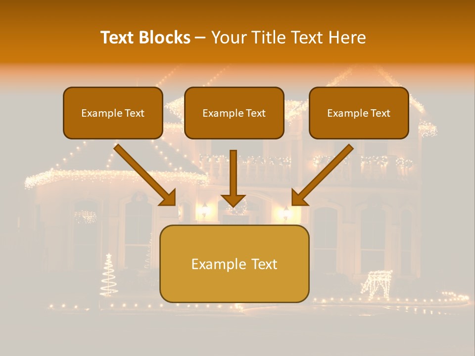 House Decorated And Lighted For Christmas At Night PowerPoint Template