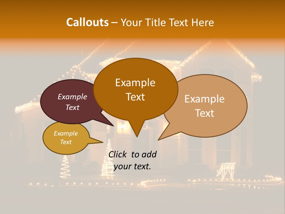 House Decorated And Lighted For Christmas At Night PowerPoint Template