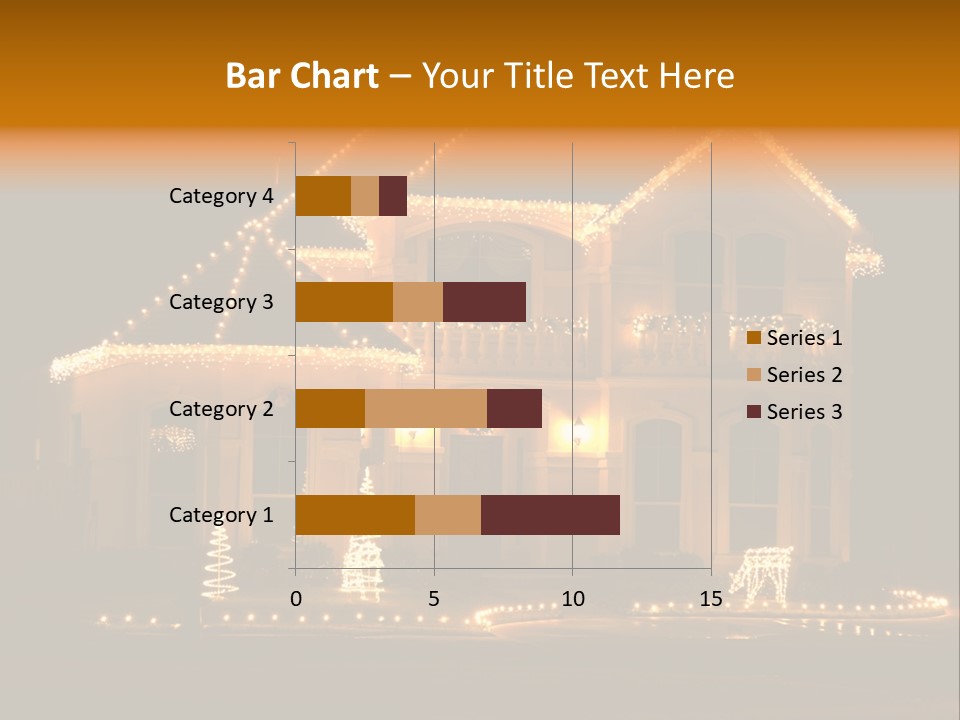 House Decorated And Lighted For Christmas At Night PowerPoint Template
