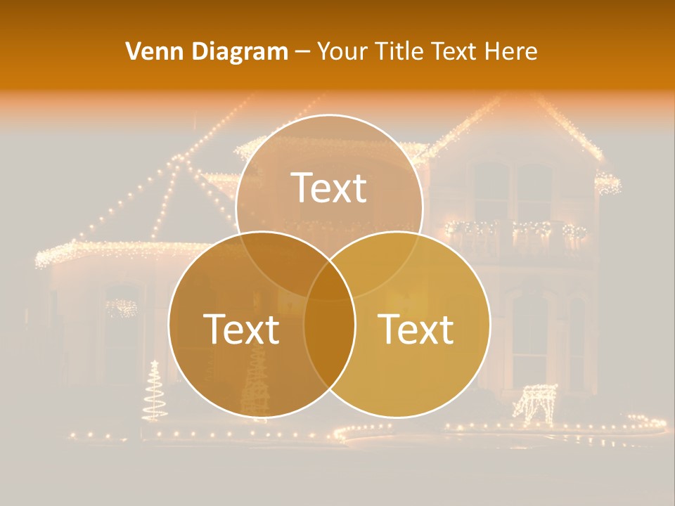 House Decorated And Lighted For Christmas At Night PowerPoint Template