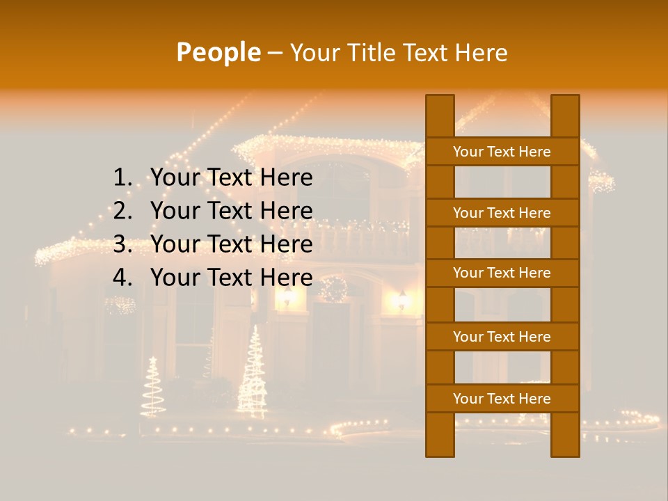 House Decorated And Lighted For Christmas At Night PowerPoint Template