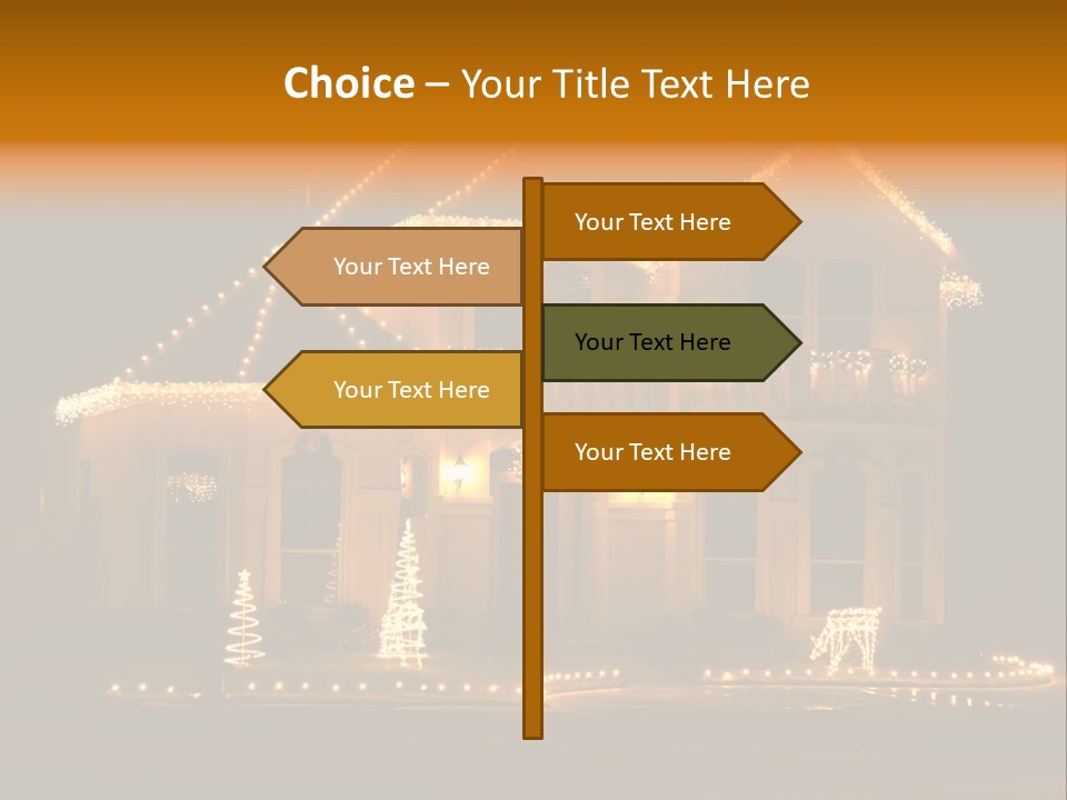 House Decorated And Lighted For Christmas At Night PowerPoint Template