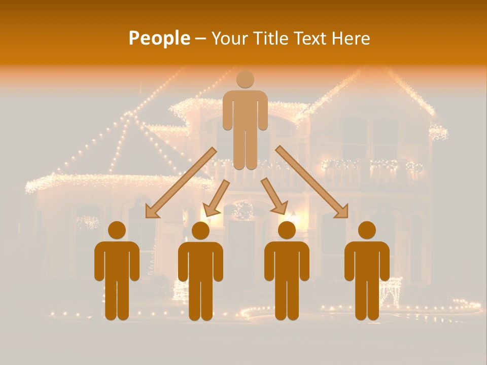 House Decorated And Lighted For Christmas At Night PowerPoint Template