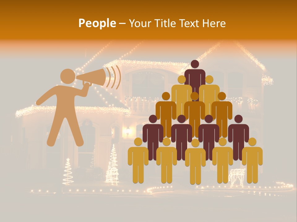 House Decorated And Lighted For Christmas At Night PowerPoint Template